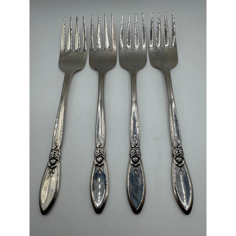 Oneida Community Stainless Spring Rose Salad Forks Set of 4 Betty Crocker 1987